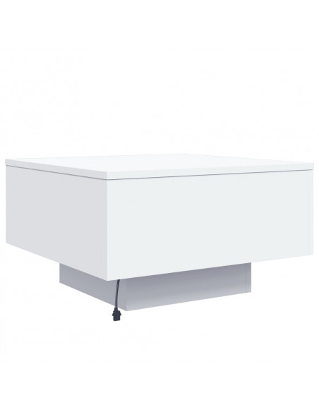 Tavolino da Soggiorno con Luci LED Bianco 55x55x31 cm