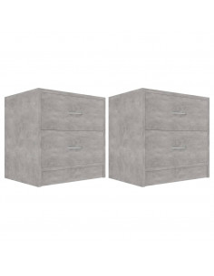 Comodini 2 pz Grigio Cemento 40x30x40 cm in Legno Multistrato 2