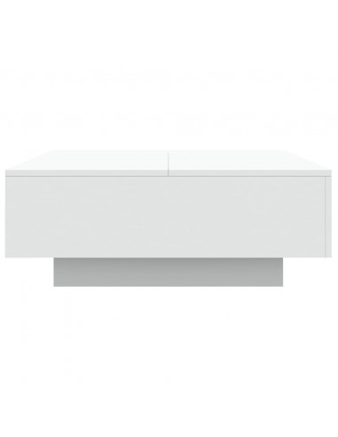 Tavolino da Soggiorno con Luci LED Bianco 80x80x31 cm