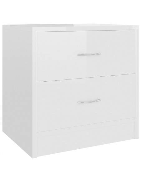 Comodino Bianco Lucido 40x30x40 cm in Legno Multistrato