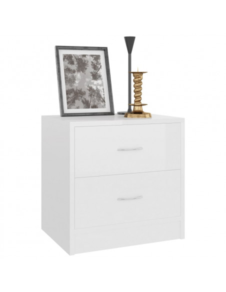 Comodino Bianco Lucido 40x30x40 cm in Legno Multistrato