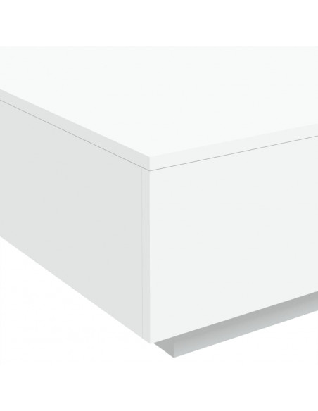 Tavolino da Soggiorno con Luci LED Bianco 80x80x31 cm