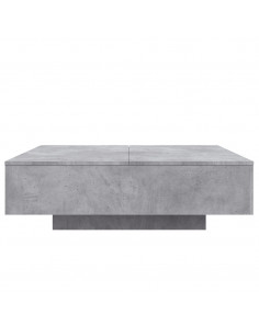 Tavolino da Soggiorno con Luci LED Grigio Cemento 100x100x31 cm 2