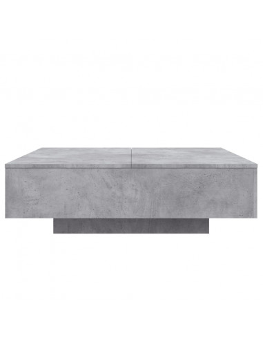 Tavolino da Soggiorno con Luci LED Grigio Cemento 100x100x31 cm