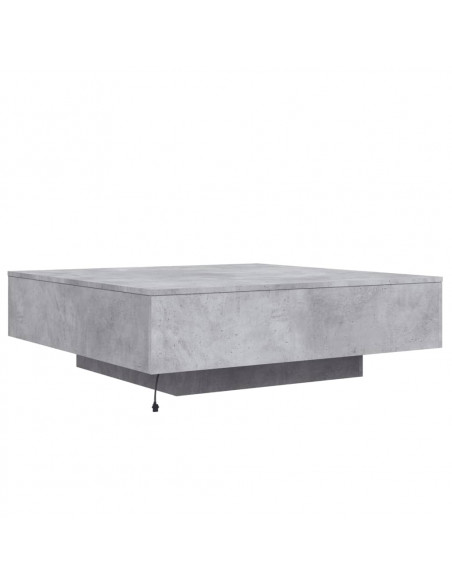 Tavolino da Soggiorno con Luci LED Grigio Cemento 100x100x31 cm