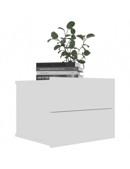 Comodino Bianco 40x30x30 cm in Legno Multistrato