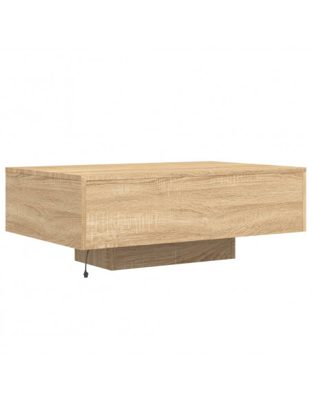 Tavolino da Soggiorno con Luci LED Rovere Sonoma 85x55x31 cm