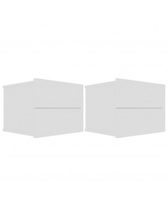 Comodini 2 pz Bianchi 40x30x30 cm in Legno Multistrato 2