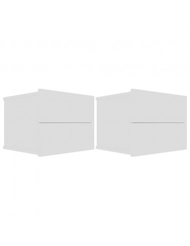 Comodini 2 pz Bianchi 40x30x30 cm in Legno Multistrato