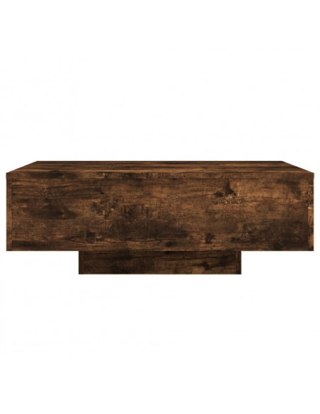 Tavolino da Soggiorno con Luci LED Rovere Fumo 85x55x31 cm