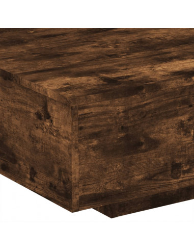 Tavolino da Soggiorno con Luci LED Rovere Fumo 85x55x31 cm