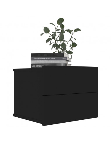 Comodino Nero 40x30x30 cm in Legno Multistrato