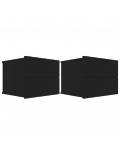 Comodini 2 pz Neri 40x30x30 cm in Legno Multistrato 2