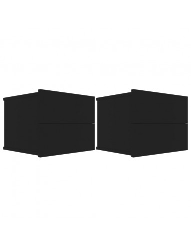 Comodini 2 pz Neri 40x30x30 cm in Legno Multistrato