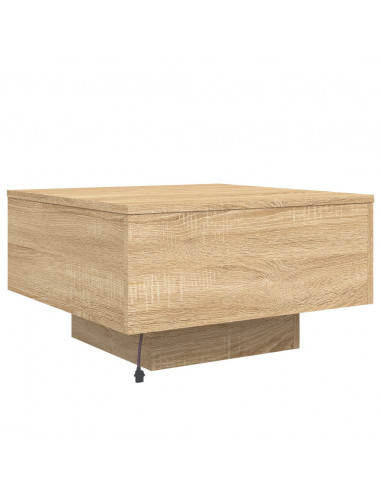 Tavolino da Soggiorno con Luci LED Rovere Sonoma 55x55x31 cm
