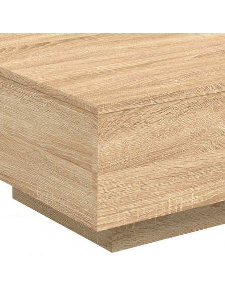 Tavolino da Soggiorno con Luci LED Rovere Sonoma 55x55x31 cm