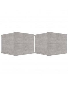 Comodini 2 pz Grigio Cemento 40x30x30 cm in Legno Multistrato 2