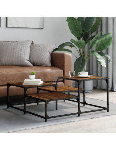 Tavolino Salotto Rovere Marrone 87,5x87,5x40 Legno Multistrato