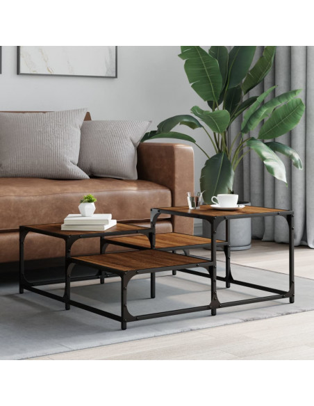 Tavolino Salotto Rovere Marrone 87,5x87,5x40 Legno Multistrato