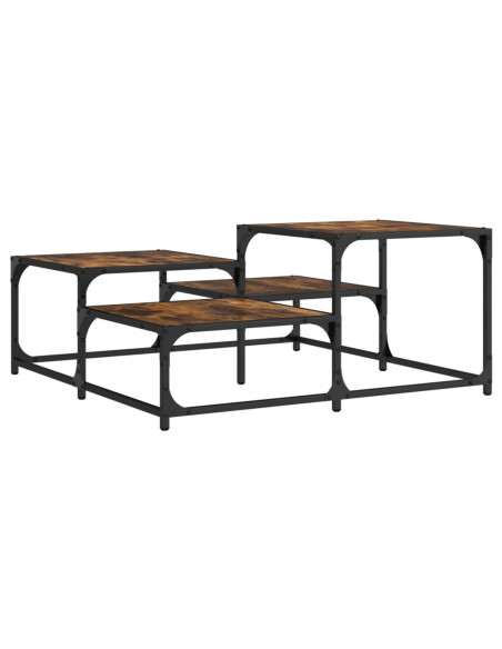 Tavolino Salotto Rovere Fumo 87,5x87,5x40 cm Legno Multistrato