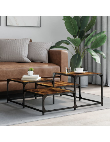 Tavolino Salotto Rovere Fumo 87,5x87,5x40 cm Legno Multistrato