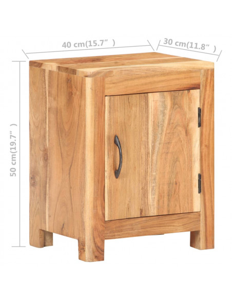 Comodino 40x30x50 cm in Legno Massello di Acacia
