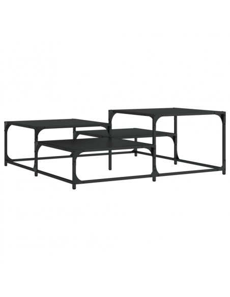 Tavolino da Salotto Nero 107x107x40 cm in Legno Multistrato