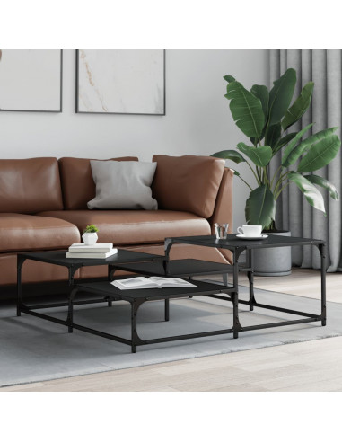 Tavolino da Salotto Nero 107x107x40 cm in Legno Multistrato