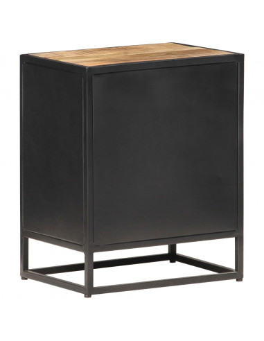 Comodino 40x30x50 cm Legno di Mango Grezzo e Canna Naturale