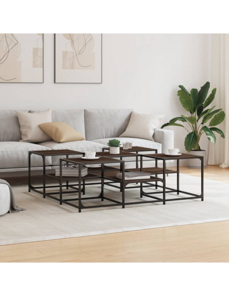 Tavolino Salotto Rovere Marrone 121x121x40 cm Legno Multistrato