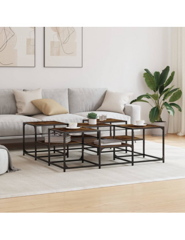 Tavolino Salotto Rovere Fumo 121x121x40 cm Legno Multistrato