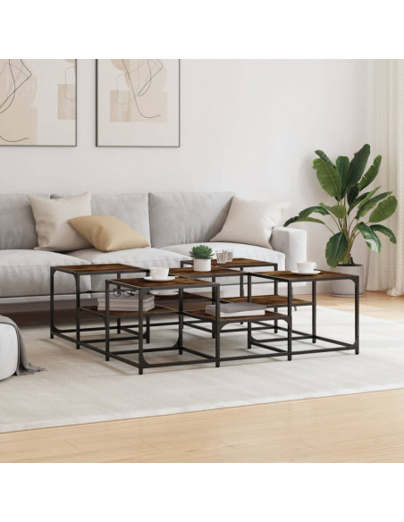 Tavolino Salotto Rovere Fumo 121x121x40 cm Legno Multistrato
