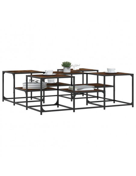 Tavolino Salotto Rovere Fumo 121x121x40 cm Legno Multistrato