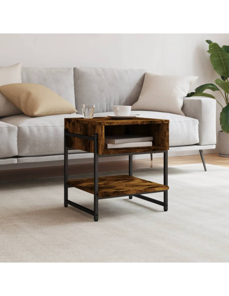 Tavolino da Salotto Rovere Fumo 40x40x45 cm Legno Multistrato