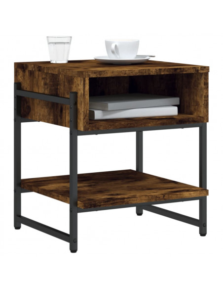 Tavolino da Salotto Rovere Fumo 40x40x45 cm Legno Multistrato