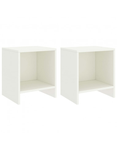 Comodini 2 pz Bianco 35x30x40 cm in Pino Massello
