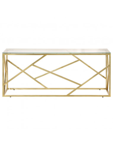 Tavolino Salotto Dorato Acciaio Inossidabile e Vetro Temperato