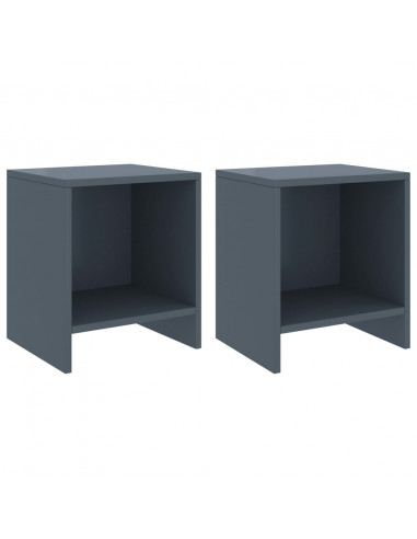 Comodini 2 pz Grigio Chiaro 35x30x40 cm in Pino Massello