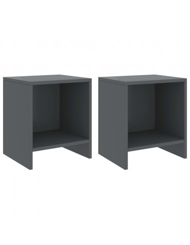 Comodini 2 pz Grigio Scuro 35x30x40 cm in Pino Massello