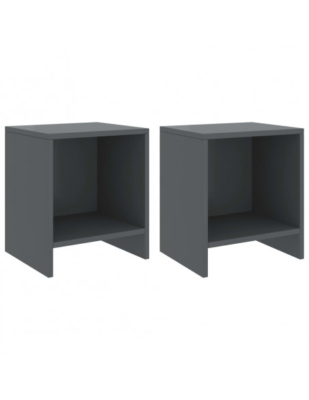 Comodini 2 pz Grigio Scuro 35x30x40 cm in Pino Massello