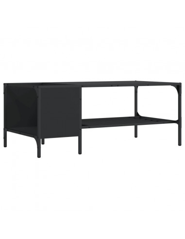 Tavolino Salotto con Ripiano Nero 100x51x40cm Legno Multistrato