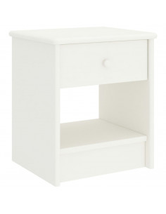 Comodino Bianco 35x30x40 cm in Legno Massello di Pino 2