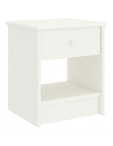 Comodino Bianco 35x30x40 cm in Legno Massello di Pino