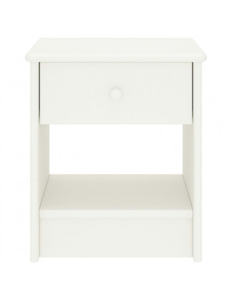 Comodino Bianco 35x30x40 cm in Legno Massello di Pino