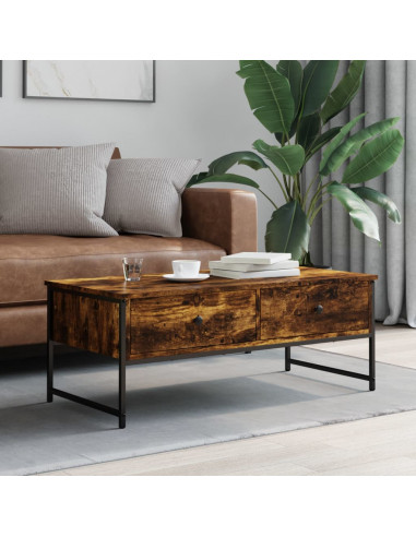 Tavolino da Salotto Rovere Fumo 101x49x39,5cm Legno Multistrato