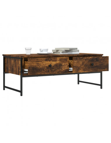 Tavolino da Salotto Rovere Fumo 101x49x39,5cm Legno Multistrato