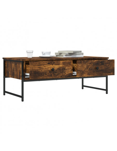 Tavolino da Salotto Rovere Fumo 101x49x39,5cm Legno Multistrato