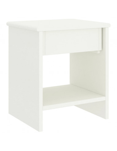 Comodino Bianco 35x30x40 cm in Legno Massello di Pino