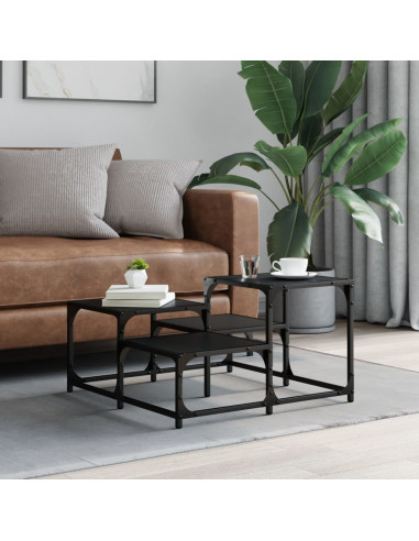 Tavolino da Salotto Nero 68x68x40 cm in Legno Multistrato