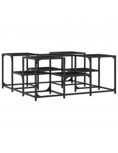 Tavolino da Salotto Nero 91x91x40 cm in Legno Multistrato 2